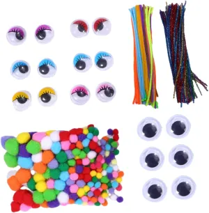 TEHAUX DIY Craft Supplies 700 Pcs Pom Pom Set w Chenille Sticks Great for Boys and Girls