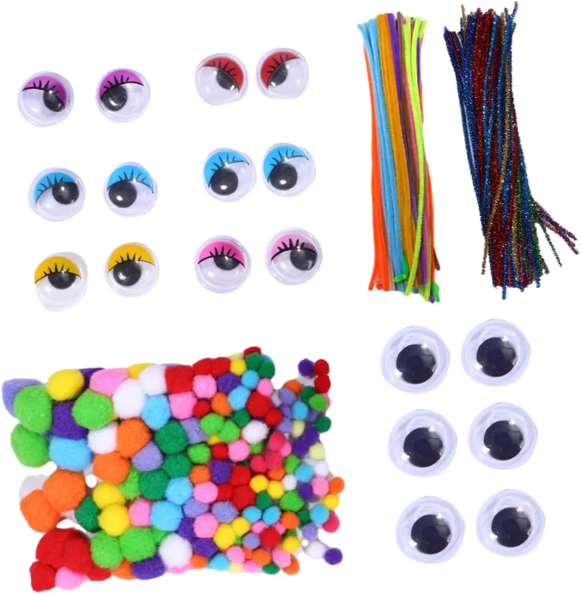 TEHAUX DIY Craft Supplies 700 Pcs Pom Pom Set w Chenille Sticks Great for Boys and Girls