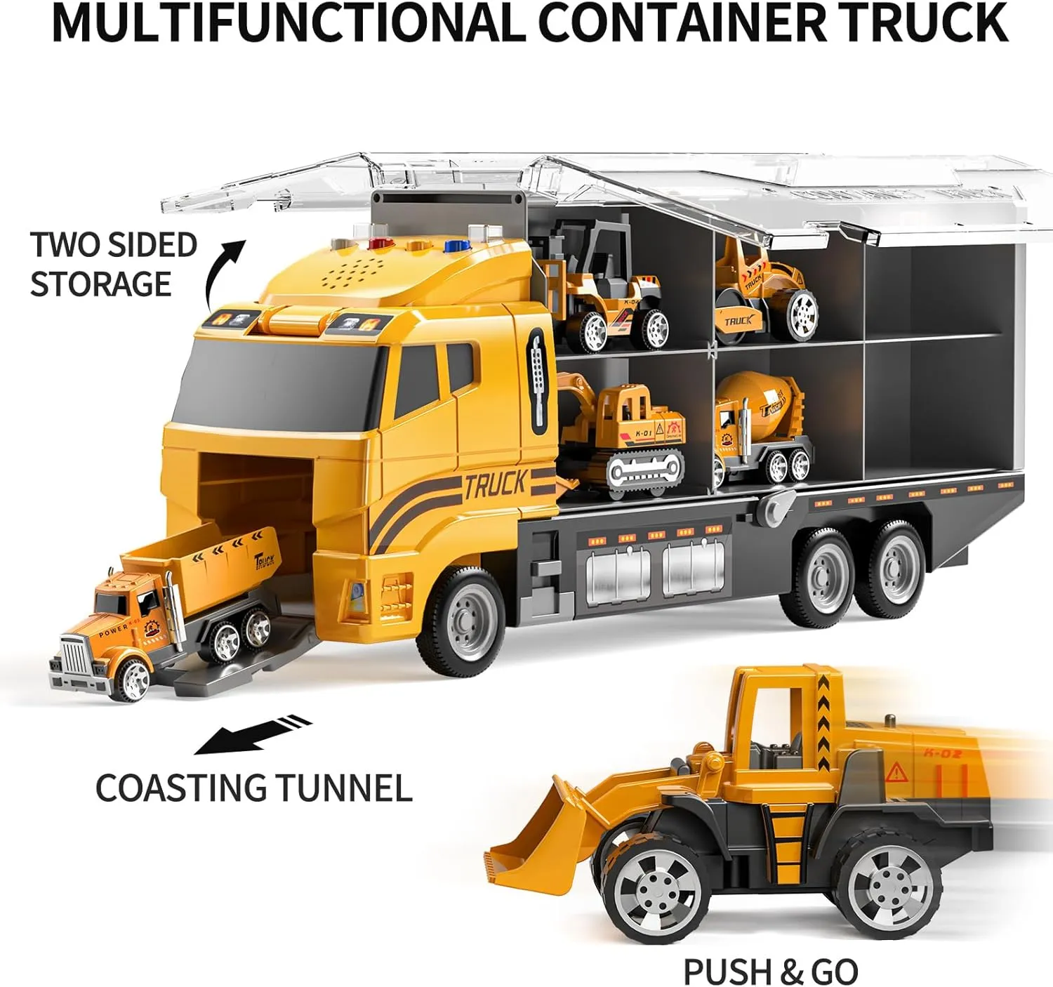 TEMI Toddler Toys for 3 4 5 6 Years Old Boys, Die-cast Construction Toys Car Carrier Vehicle Toy Set w/Play Mat, Kids Toys Truck Alloy Metal Car Toys Set for Age 3-9 Toddlers Kids Boys & Girls