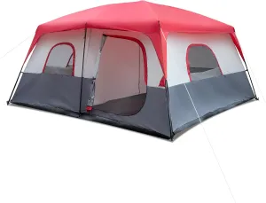 Tent-14-Person-Camping-Tents, Waterproof Windproof Family Tent, Portable Waterproof & Windproof Tent with Carry Bag for Family Camping & Hiking,White&Red