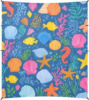 Tents Beach Tent with Sand Anchor, Colorful Seashells Starfish Seahorse Pattern Portable Canopy Sunshade - 9' x 10' - Sandbags & Reinforced Corners & Stability Poles Sun Shelter Outdoor Camping