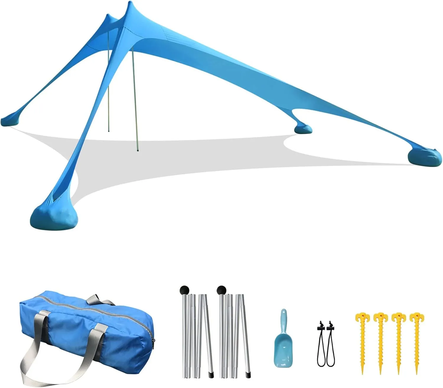 Tents Beach Tent with Sand Anchor, Portable Canopy Sunshade - 2.1m x 2.1m - Reinforced Corners, Camping Tarp Sun Shelter w/Sand Shovel Carrying Bag,B