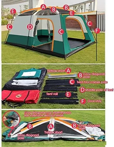 Tents for Camping with Porch, Instant Tent Automatic Glamping Tent, Waterproof Windproof Easy Set Up in Few Minutes Ideal for Family Car Trip, Festiva
