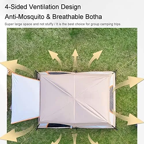 Tents for Camping with Porch, Instant Tent Automatic Glamping Tent, Waterproof Windproof Easy Set Up in Few Minutes Ideal for Family Car Trip, Festiva