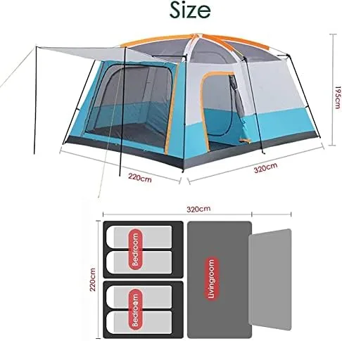 Tents for Camping with Porch, Instant Tent Automatic Glamping Tent, Waterproof Windproof Easy Set Up in Few Minutes Ideal for Family Car Trip, Festiva
