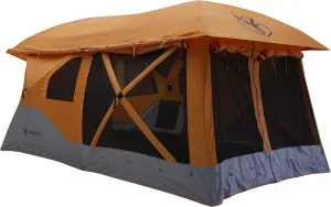Tents™, T4 Plus Hub Tent, Easy 90 Second Set-Up, Waterproof, UV Resistant, Convertible Screen Room, Removable Floor, Ample Storage Options, 4-8 Person, Sunset Orange, 78" x 94" x 165", GT450SS