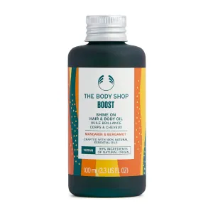 The Body Shop Boost Shine On Hair & Body Oil, Mandarin and Bergamot Essential Oil – Revitalizes Hair & Body with a Healthy Glow – Vegan – 3.3oz