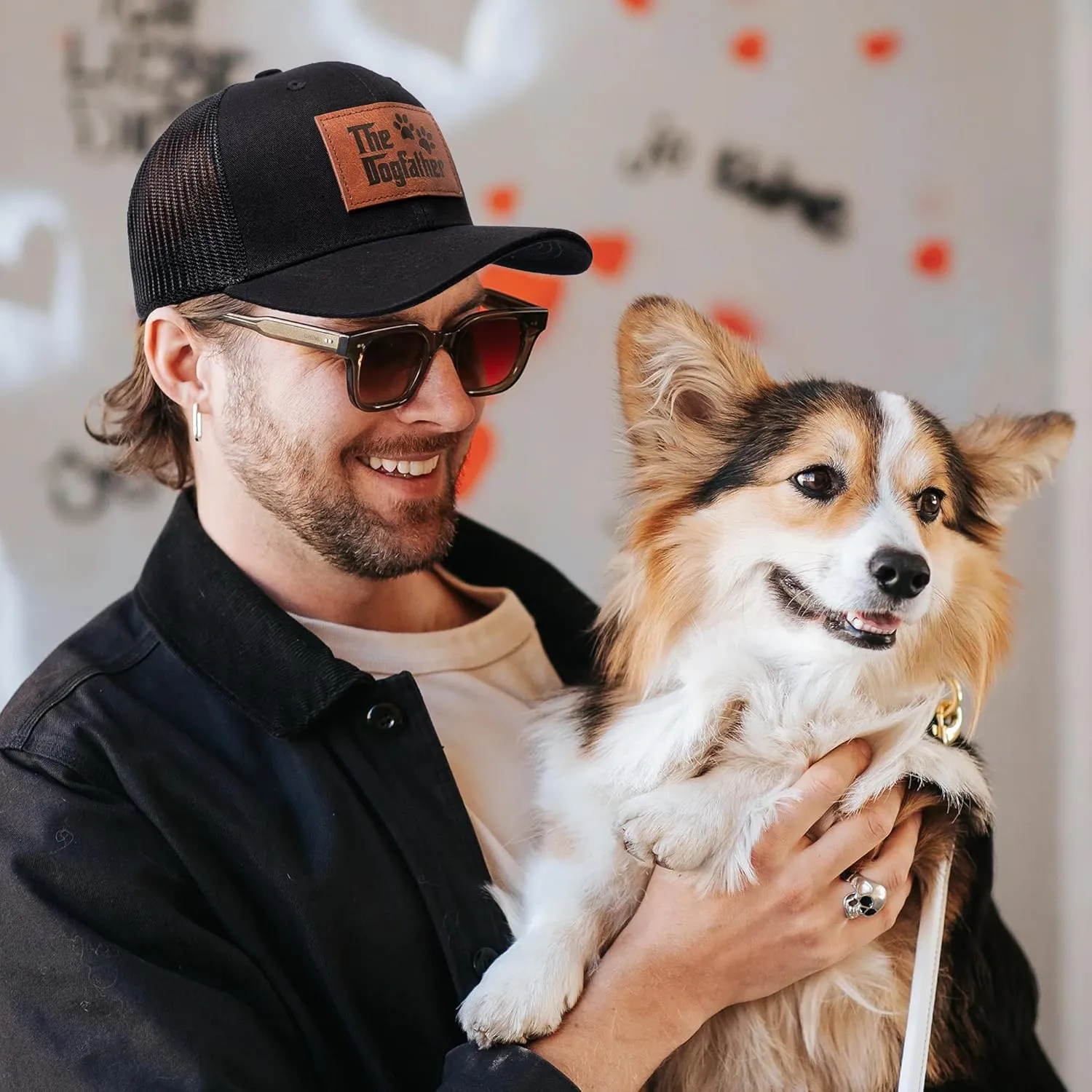 The Dogfather Trucker Hat for Men, Best Dog Dad Gifts, Adjustable Mesh Back Baseball Cap, Idea