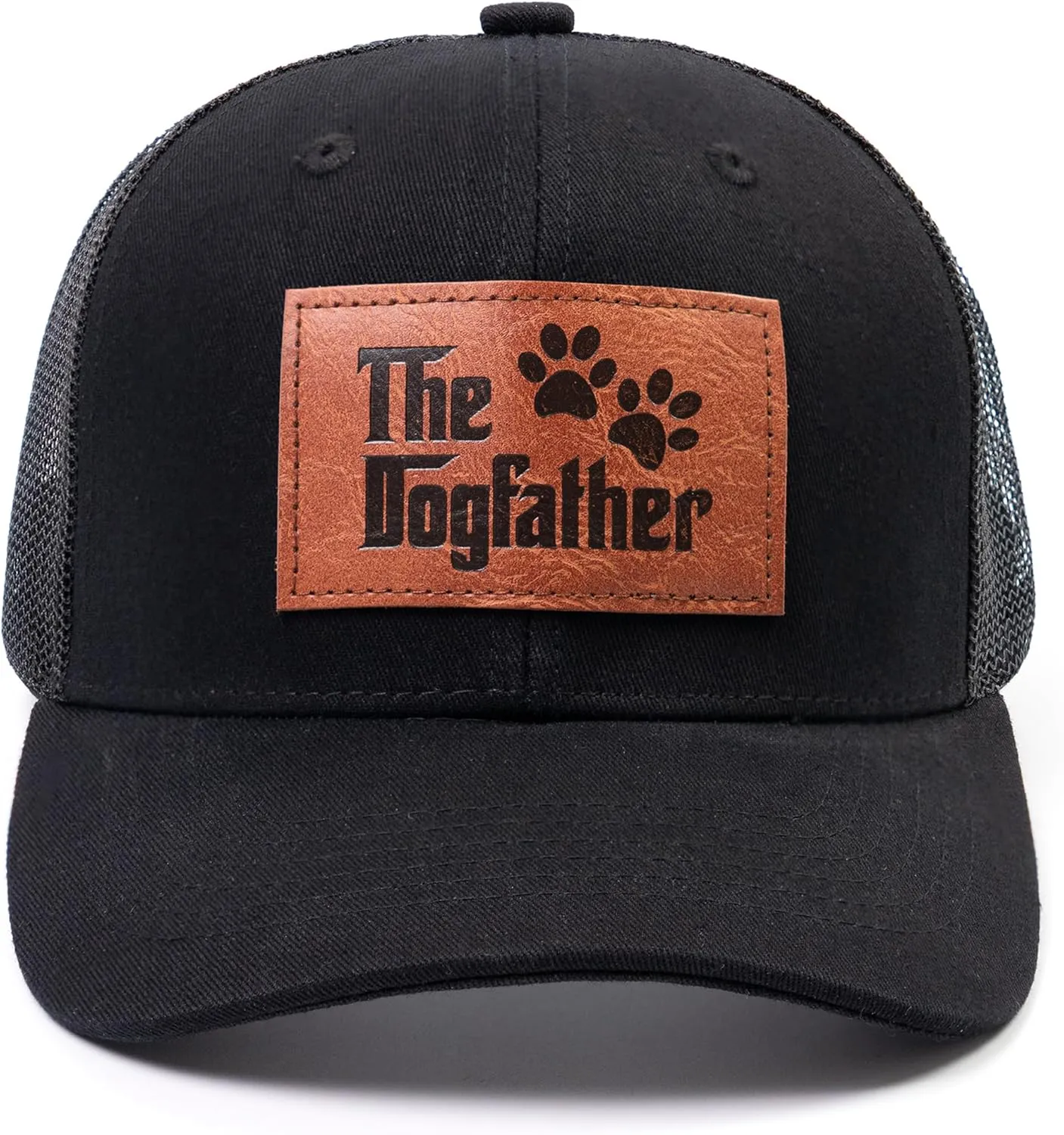 The Dogfather Trucker Hat for Men, Best Dog Dad Gifts, Adjustable Mesh Back Baseball Cap, Idea