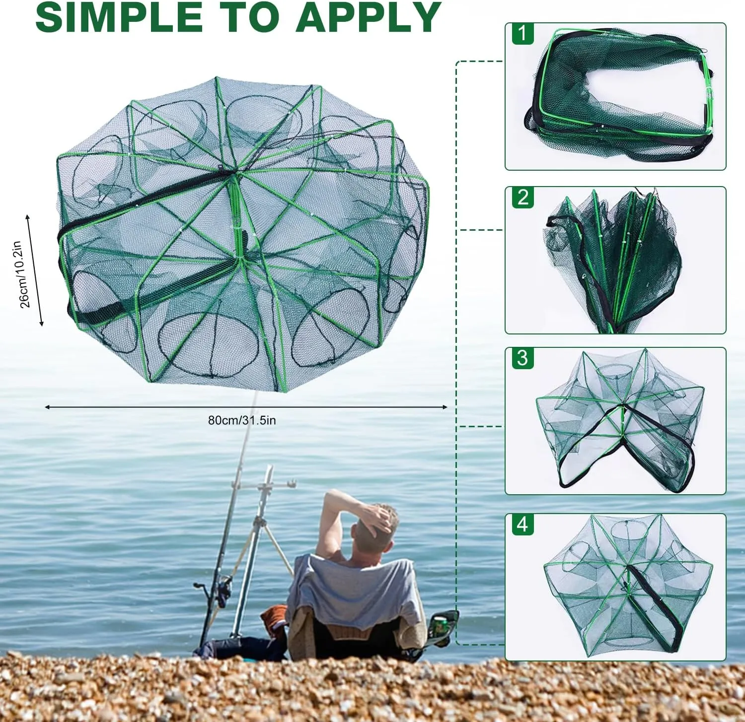 The Magic Foldable Fishing Trap, Auto-Foldable Strengthened Fishing Trap Net, Foldable Fishing Bait Trap, Crab Crayfish Trap, Portable Fishing Net for Crab Crayfish Fish Minnow Shrimp