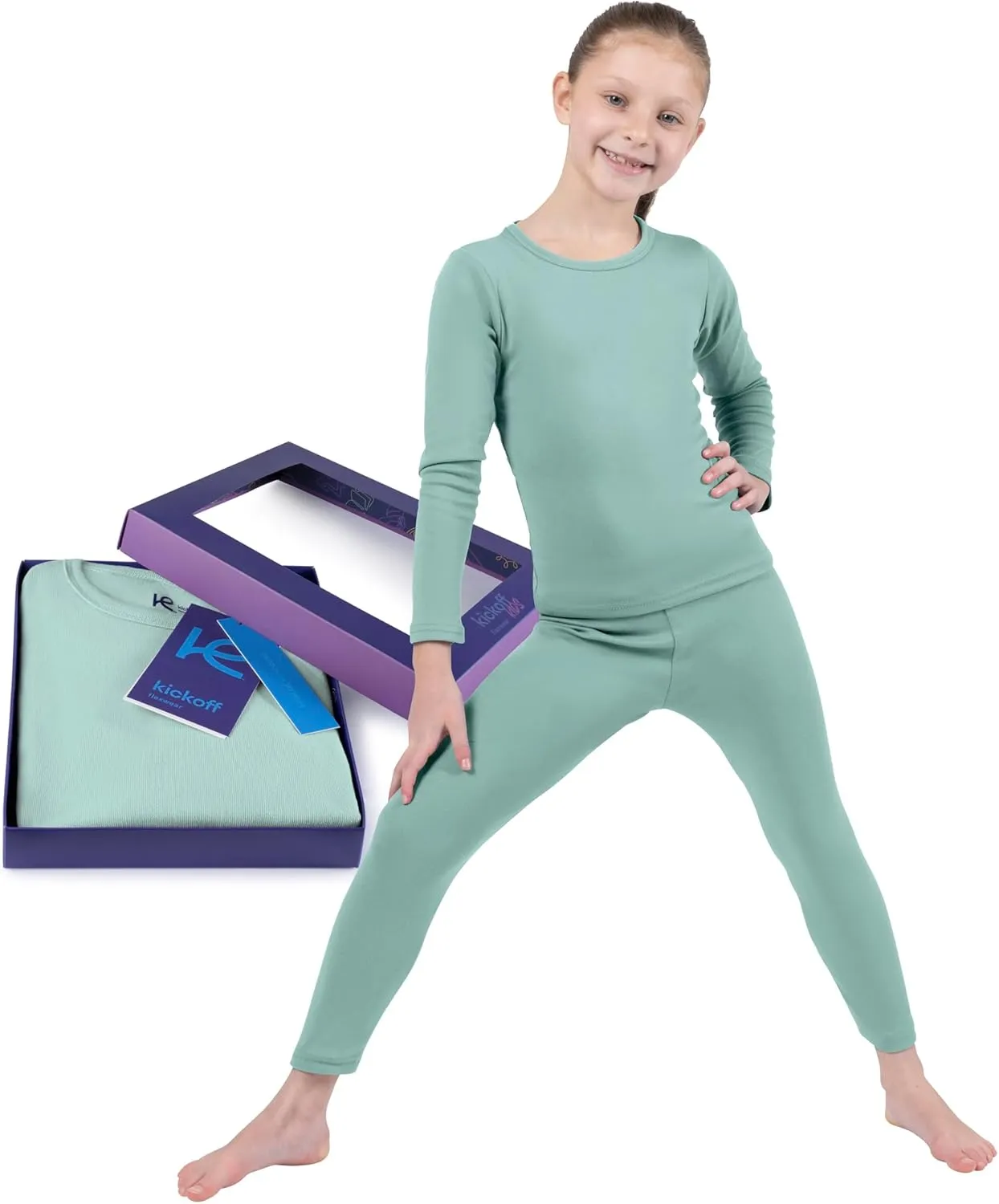 Thermal Underwear for Kids Girls Thermals Top & Bottom Set Long Underwear Base Layer Pajamas