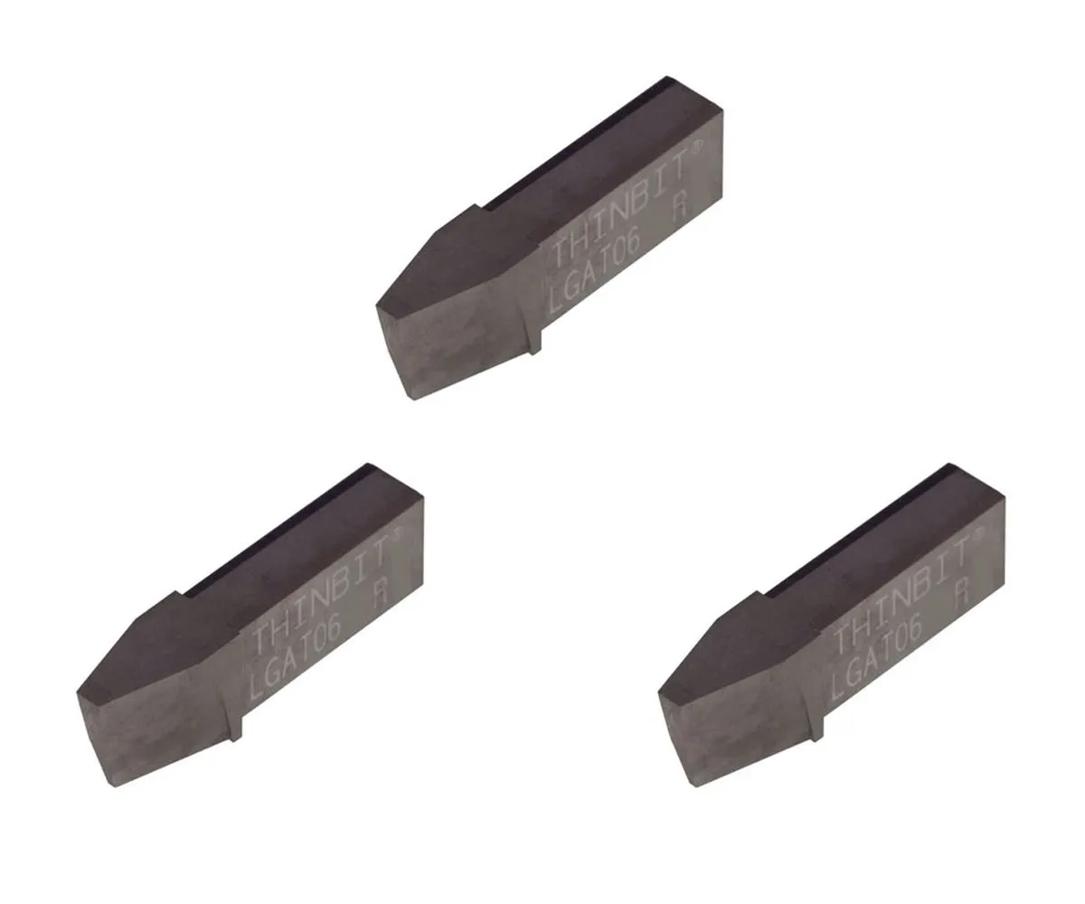 THINBIT 3 Pack LGAT06D2R 'L' Series, Uncoated Carbide, Acme Threading Insert for 6 TPI in Steel, cast Iron and Stainless Steel with Interrupted cuts.