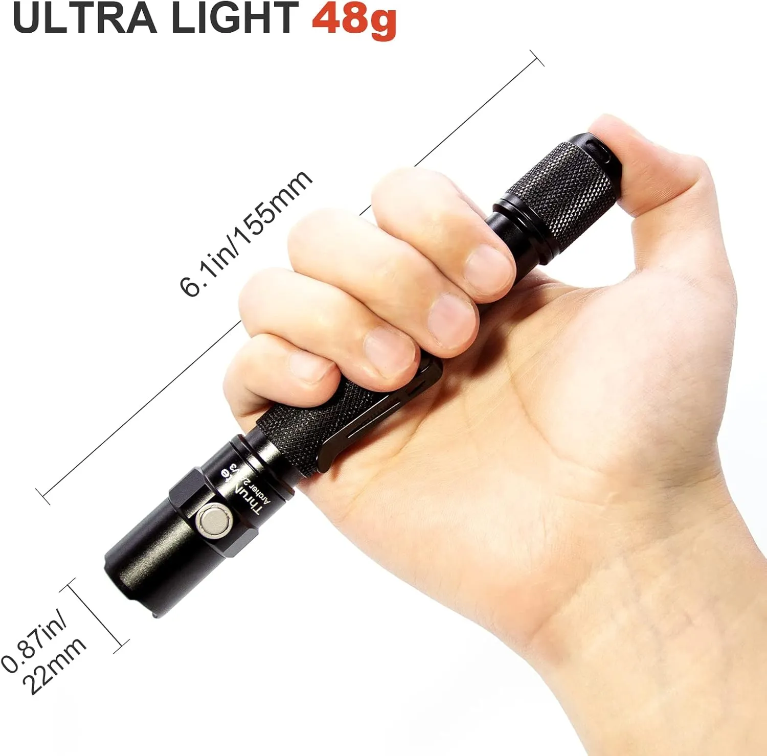 ThruNite LED Flashlight Neutral White, Archer 2A V3 450 Lumens Portable EDC AA Flashlight with Lanyard, IPX8 Water-Resistant Dual Switch Outdoor Light for Hiking, Camping, Everyday Use - Black NW