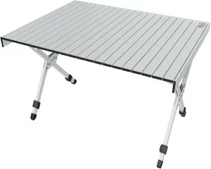 TIMBER RIDGE Folding Camping Table Adjustable Height, 4-6 Person Lightweight Aluminum Roll-up Table for Camping Outdoor Picnic BBQ Backyard Party Support 110 lbs, Silvery