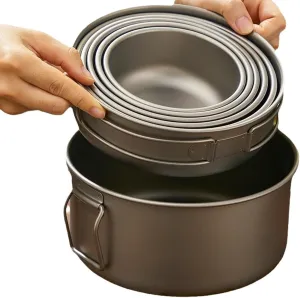 Titanium Camping Cookware, Outdoor cookware Set, Camping Pans for Cooking, Outdoor Pot Set, Lightweight and Portable, Suitable for Backpacking, picnics, and Hiking Trips.