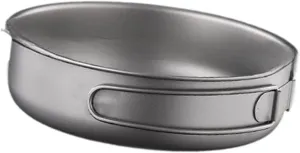 Titanium Cook Pan Camping Pan Plate Dish Utensils Folding Handle Bowl Frying Pan Titanium Pan for Backpacking Home Outdoor