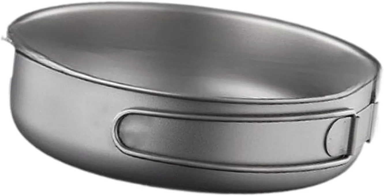 Titanium Cook Pan Camping Pan Plate Dish Utensils Folding Handle Bowl Frying Pan Titanium Pan for Backpacking Home Outdoor