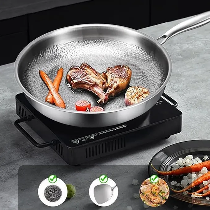 Titanium Pan,2025 New Titanium Hammered Pan Pro With Lid, Scratch-Resistant, Resistant Non Stick, Even Heating (10.23 inch)