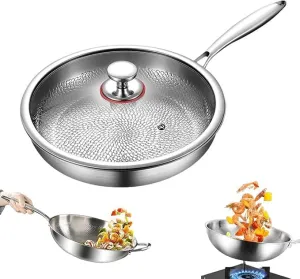 Titanium Pan,2025 New Titanium Hammered Pan Pro With Lid, Scratch-Resistant, Resistant Non Stick, Even Heating (10.23 inch)