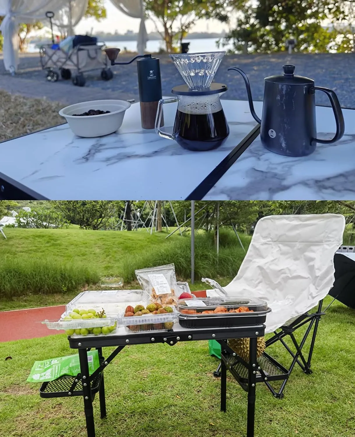 Titanker Folding Camping Table Small 2ft, Small Camp Table Portable with 50% Extra Space, Folding Picnic Table, Portable Beach Tables, Car Camping Essentials, Aluminum Light & Solid