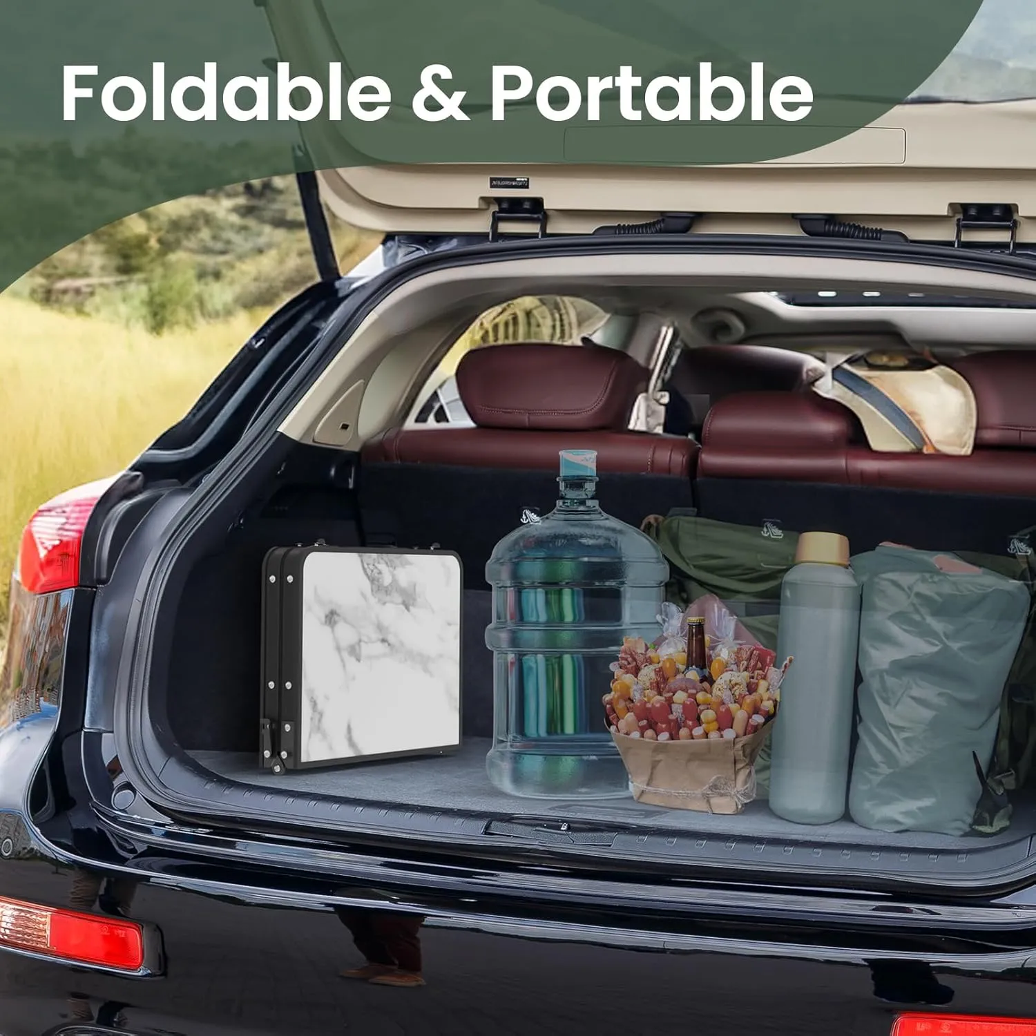 Titanker Folding Camping Table Small 2ft, Small Camp Table Portable with 50% Extra Space, Folding Picnic Table, Portable Beach Tables, Car Camping Essentials, Aluminum Light & Solid