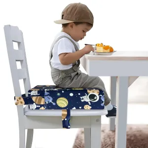 Toddler Booster Seat for Dining Table, Portable Booster Seat for Kitchen Chair, 4 Inch High-Density Foam Cushion with Adjustable Safety Straps and Non-Slip Bottom, Perfect for Kids Travel and Daily