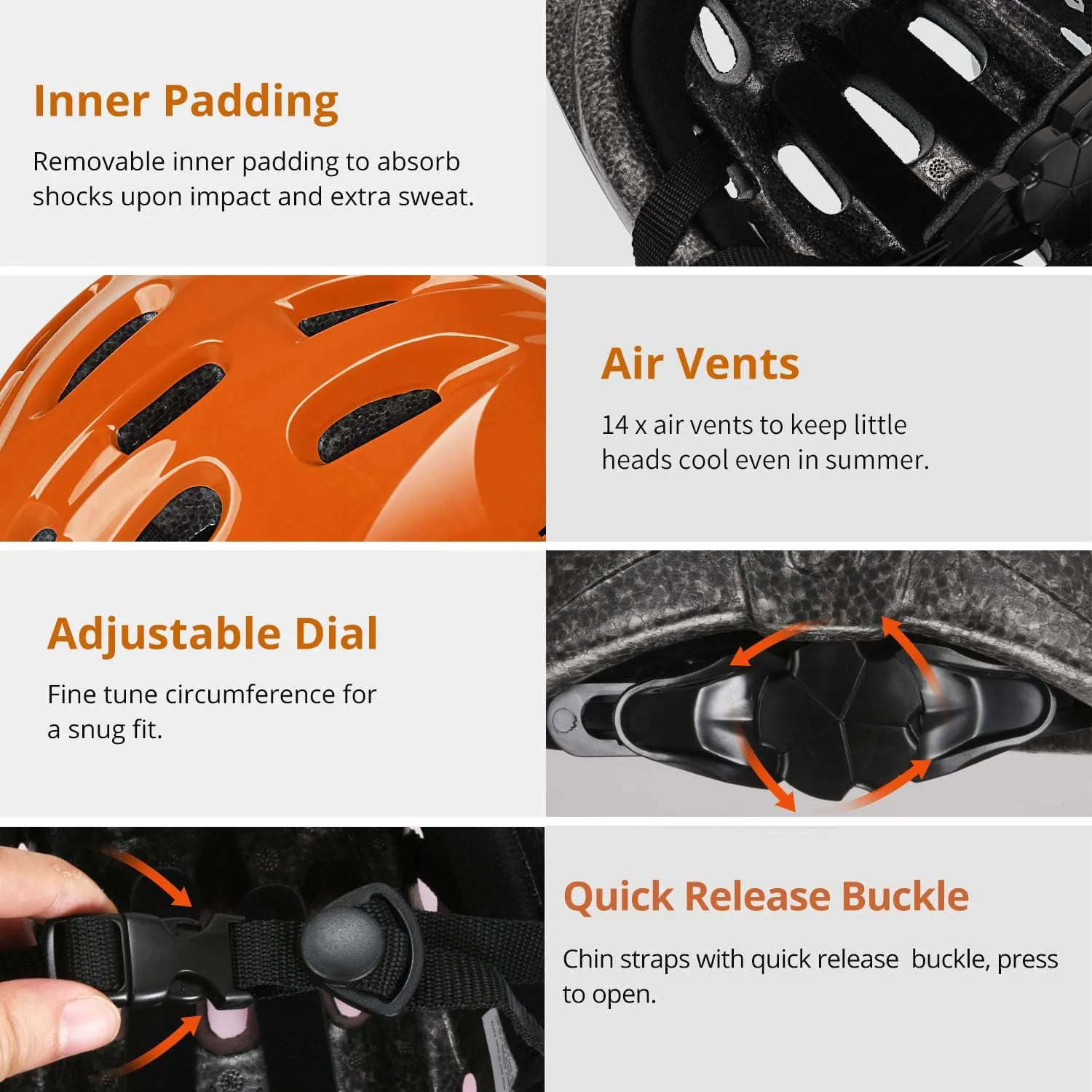 Toddler Kids Bike Helmet, Multi-Sport Helmet Size Adjustable for Boys and Girls