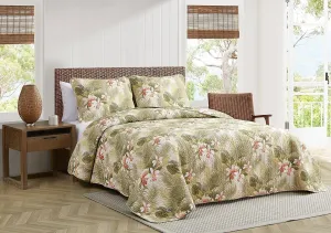 Tommy Bahama Topical Orchid Collection Quilt Set-100% Cotton, Reversible, Ideal for All Seasons, Pre-Washed for Added Softness, King, Green (Tropical Orchid Green, King)