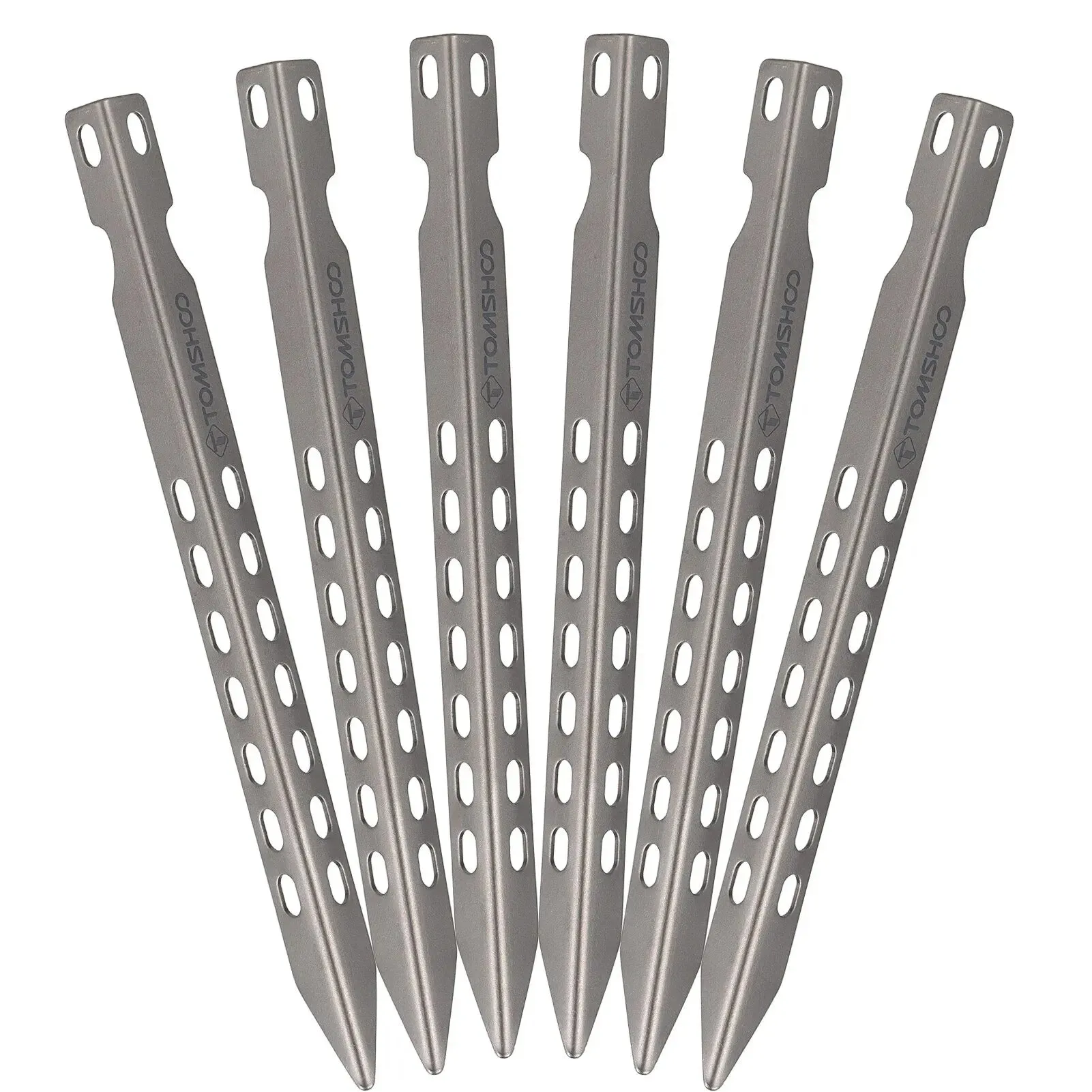 TOMSHOO Ultralight Titanium Tent Pegs – 4/6 Pack Windproof Camping Stakes
