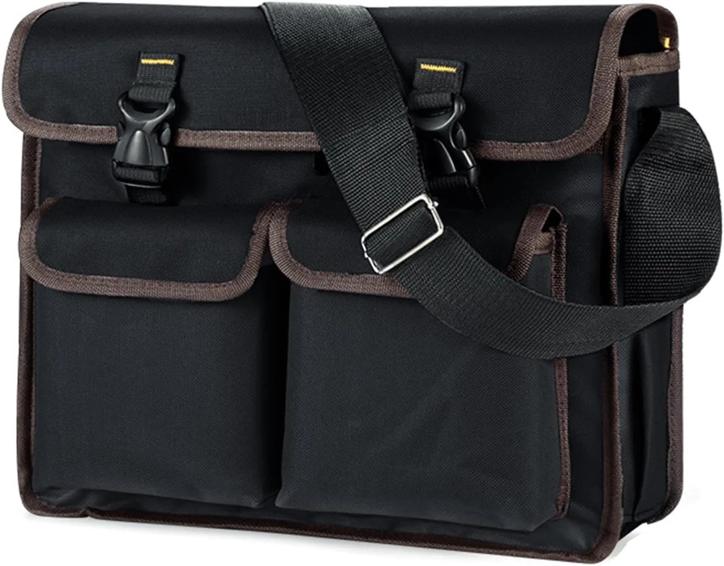 Tool Bag with Multi-Pockets Wide Mouth Tool Tote,14IN Foldable Wide Mouth Electricians Tool Bag Adjustable Shoulder Strap and Ergonomic Handle,black