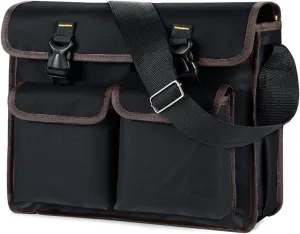 Tool Bag with Multi-Pockets Wide Mouth Tool Tote,14IN Foldable Wide Mouth Electricians Tool Bag Adjustable Shoulder Strap and Ergonomic Handle,black