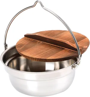 Totority 1set Stainless Steel Hanging Pot for Camping Cooking High Temperature Cooking Utensil for Outdoor Use Easy to Clean for Stewing and Porridge for Picnics and Hiking
