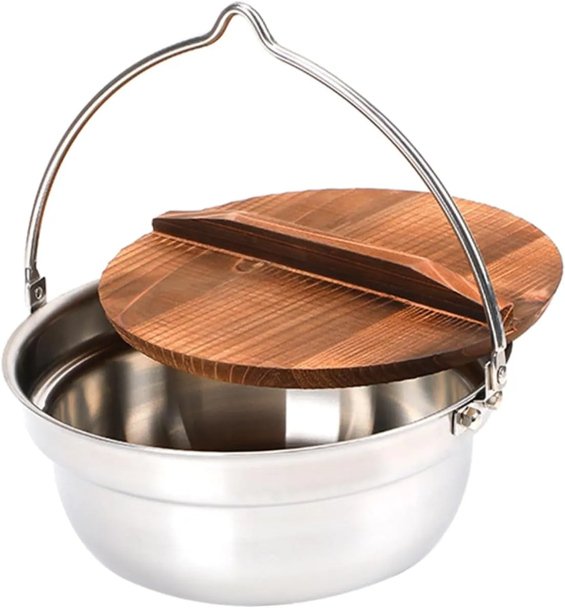 Totority 1set Stainless Steel Hanging Pot for Camping Cooking High Temperature Cooking Utensil for Outdoor Use Easy to Clean for Stewing and Porridge for Picnics and Hiking