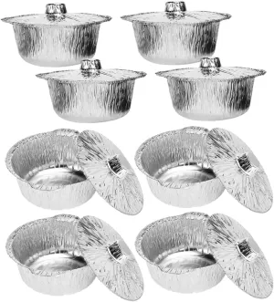 TOYANDONA 8pcs Disposable Aluminum Foil Pots with Lids Portable Tinfoil Cooking Pots for Camping Bbq and Outdoor Use Convenient Single Use
