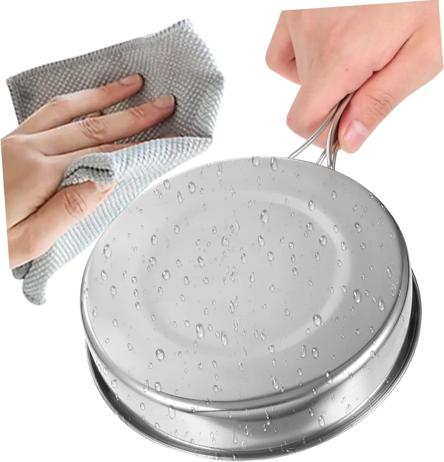 TOYANDONA Stainless Steel Cooking Pot Pan for Outdoor Camping Stackable and Design Scratch Resistant Cookware for