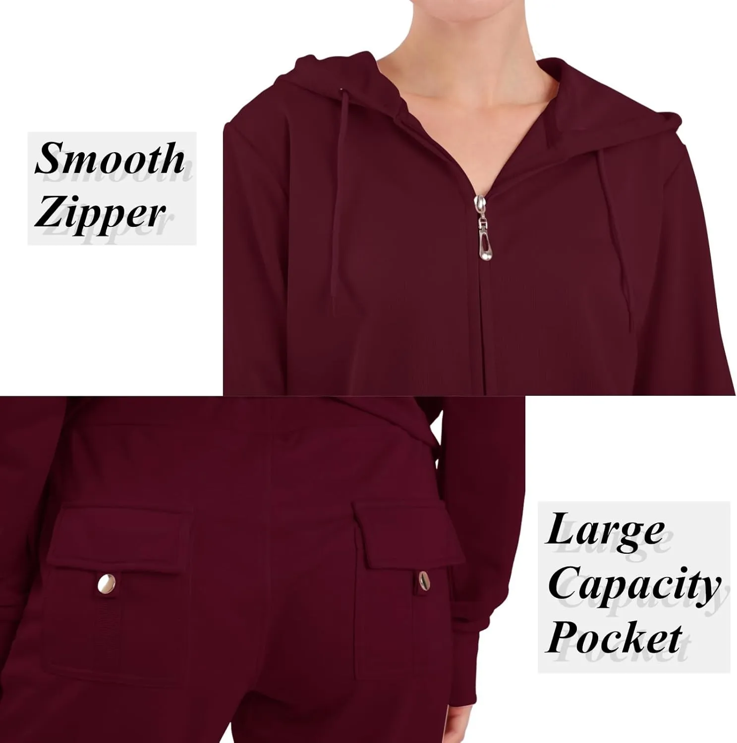 Tracksuit Sets for Women 2 Piece Lightweight Sweatsuit Casual Zip Up Hoodie and Sweatpant Jogging Suit Set