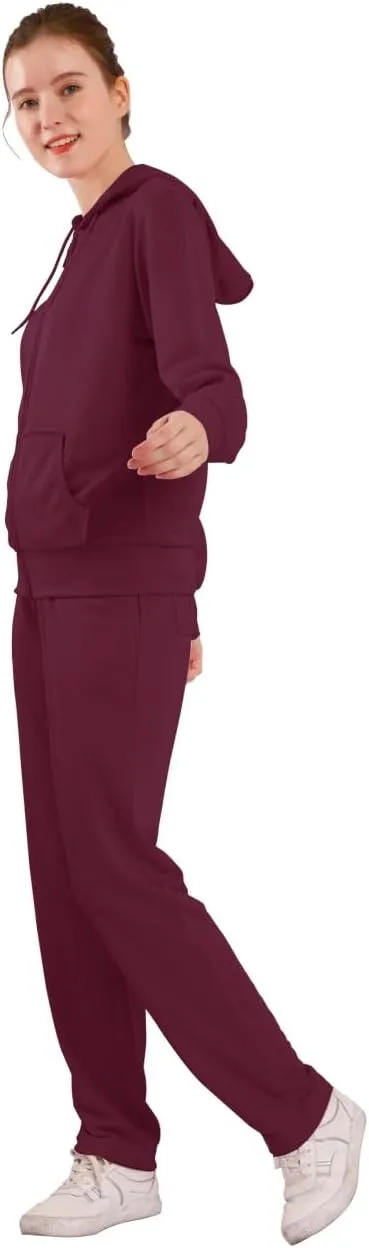 Tracksuit Sets for Women 2 Piece Lightweight Sweatsuit Casual Zip Up Hoodie and Sweatpant Jogging Suit Set