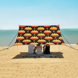 Traditional Mexican Nacho Chips Beach Canopy Tent Anti-UV & Wind Resistant, Camping Sun Shelter Easy Setup Portable,Outdoor Shade Tents with Sandbags,Sand Shovels,Ground Pegs & Stability Poles