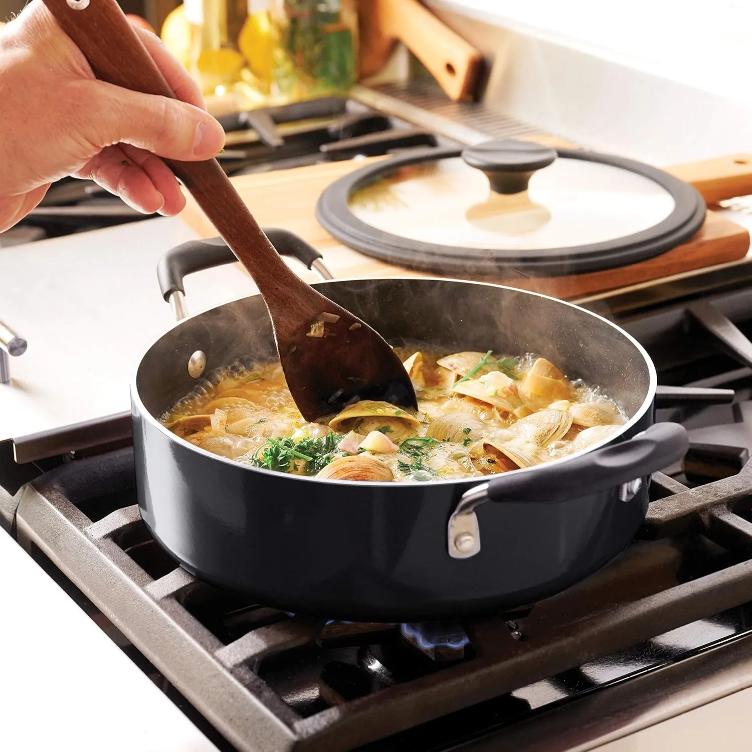 Tramontina Aluminum Non Stick 11-Piece Nesting Pots and Pans Set with Lids - Gray, Kitchen Nonstick Cookware Set, Dishwasher and Oven Safe