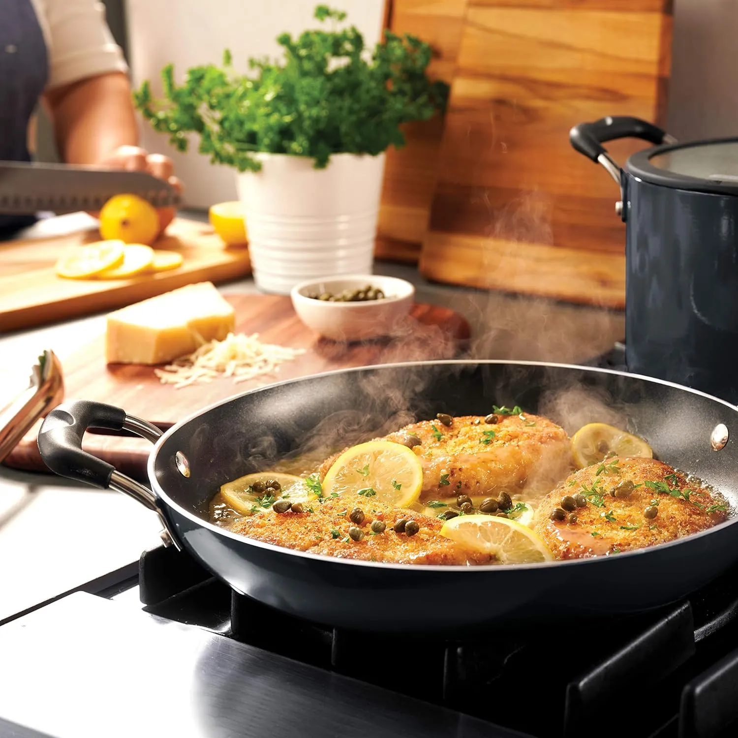 Tramontina Aluminum Non Stick 11-Piece Nesting Pots and Pans Set with Lids - Gray, Kitchen Nonstick Cookware Set, Dishwasher and Oven Safe