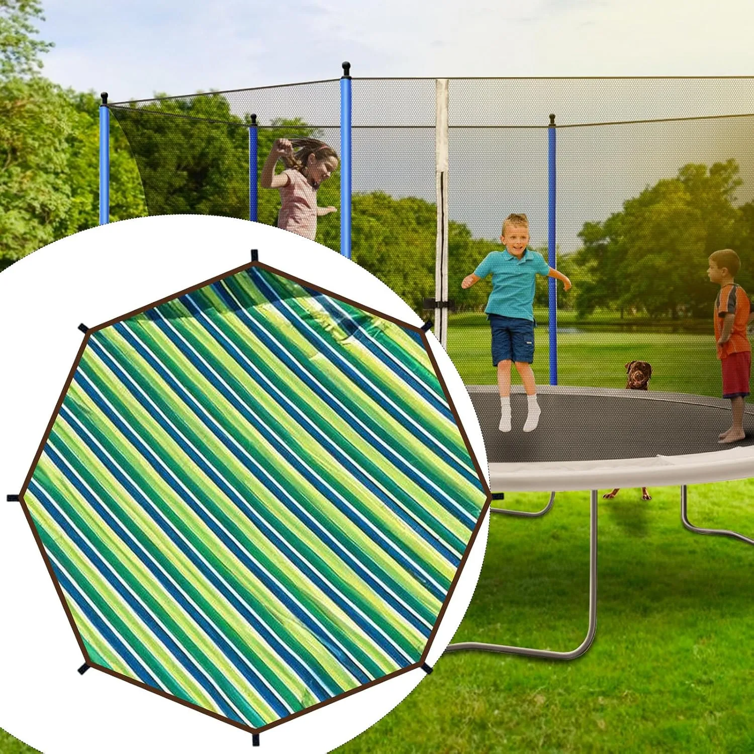 Trampoline Sunshade, Waterproof UV Protection Trampoline Tent Cover | Tear Resistant Tent, 12ft 14ft Soft Outdoor Sun Protection Cover, Outdoor Backyard Garden Use, All Season Protection