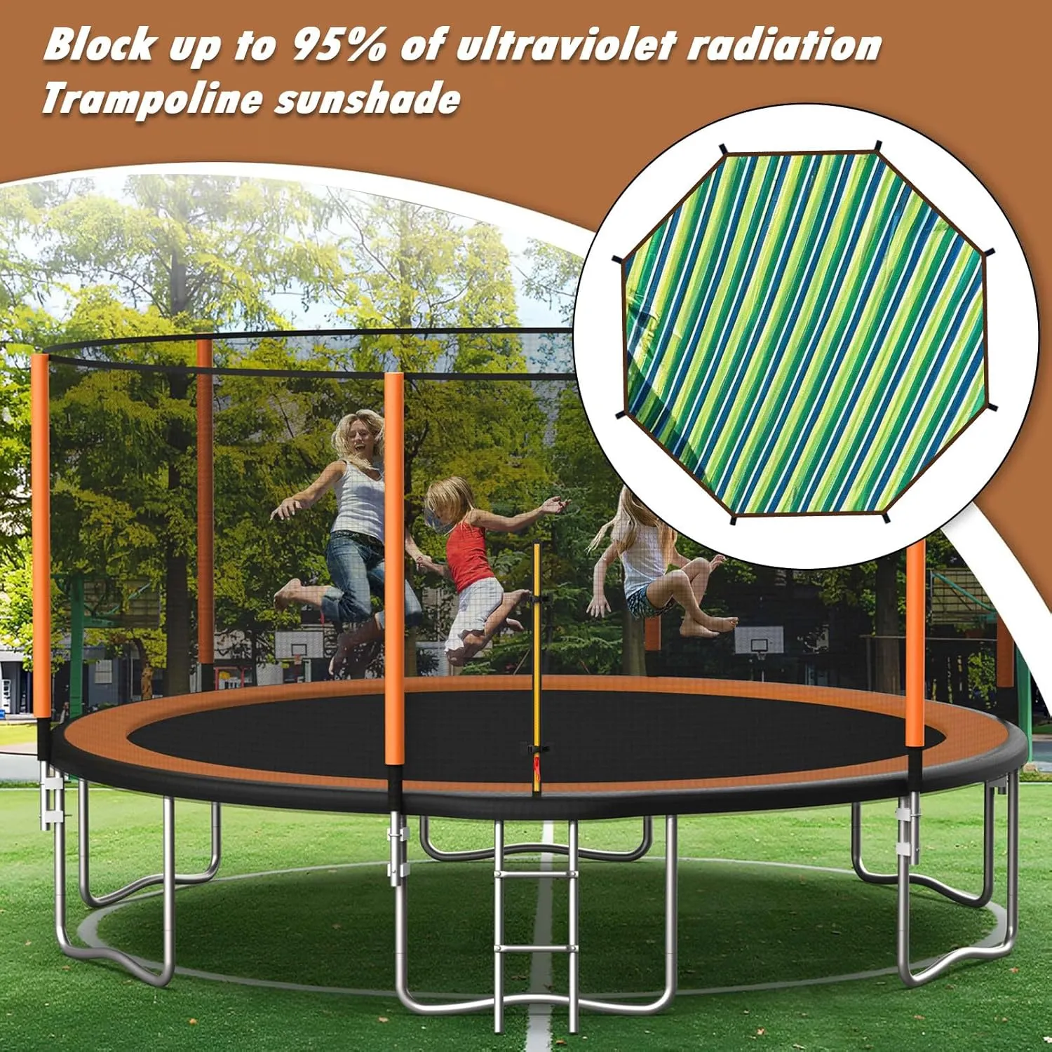 Trampoline Sunshade, Waterproof UV Protection Trampoline Tent Cover | Tear Resistant Tent, 12ft 14ft Soft Outdoor Sun Protection Cover, Outdoor Backyard Garden Use, All Season Protection