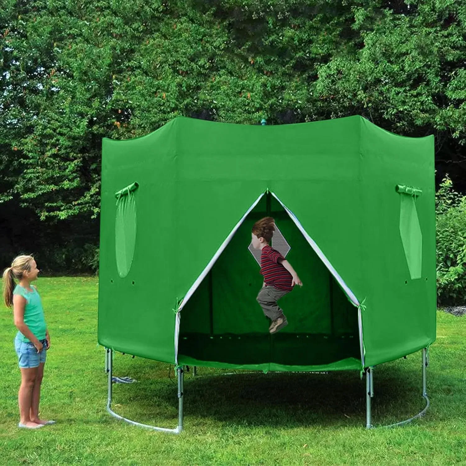 Trampoline Tent - Anti-Uv Cover | Trampoline Top Screen, Backyard Fun Sun Shelter, Shade Cover, Outdoor 6ft 8ft 10ft 12ft 14ft Sun Protection Canopy for Backyard Playground