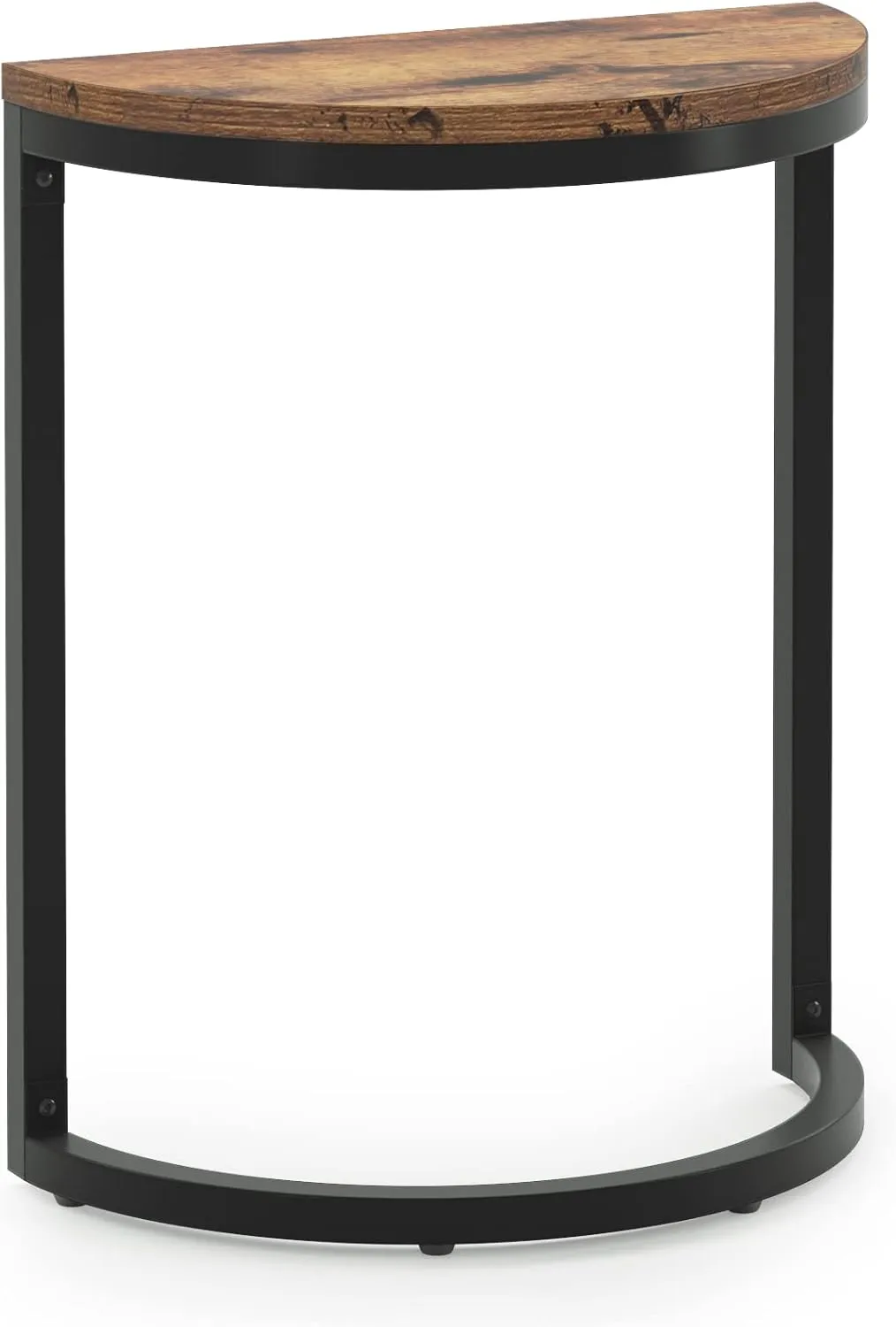 Tribesigns End Table Semi Circle, Small Half Round Side Table with Metal Frame, Wood Accent Table Slim C Table for Sofa Couch Living Room, Easy Assembly, 19.69" L x 9.84" W x 23.62" H