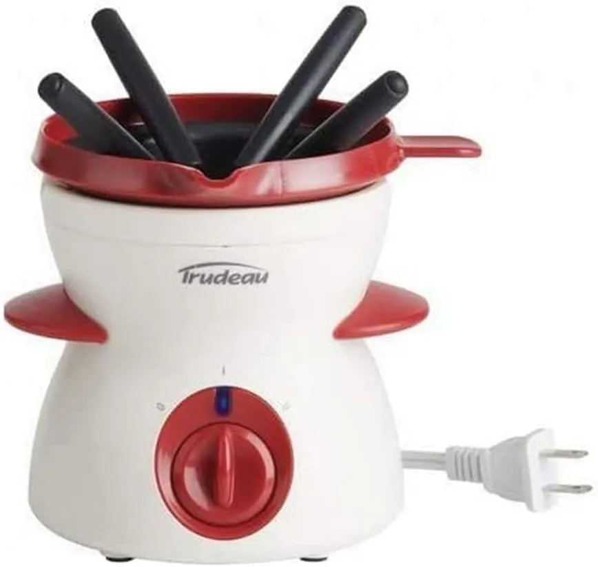 Trudeau Chocolate 7 Piece Fondue Set, 5.8 x 5.7 x 6 inches, Red White (05217017)