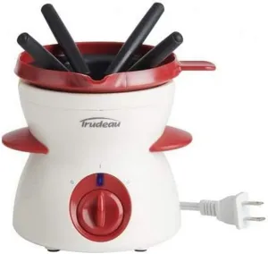 Trudeau Chocolate 7 Piece Fondue Set, 5.8 x 5.7 x 6 inches, Red White (05217017)