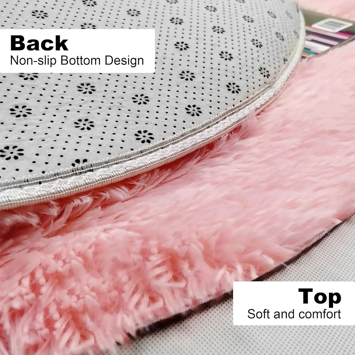 TTLOJ Rectangle Rug for Play Tent, Decorative Area Rug, Fluffy Soft Mat Pad for Kids' Playhouse, Nursery, Children's Room Decor, Dormitory Velvet 50.5" Lx38.5" W Pink