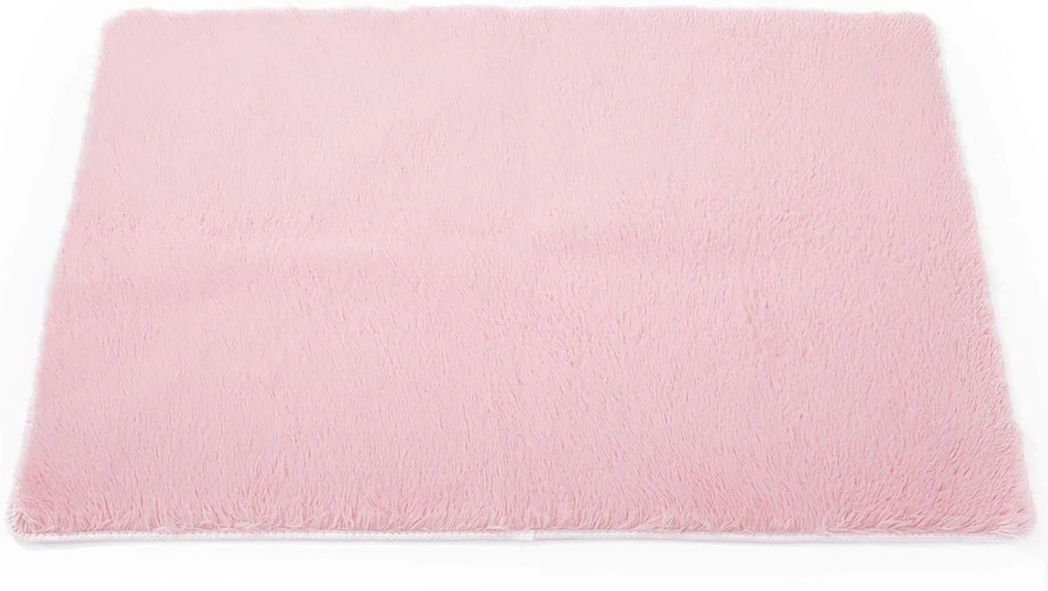 TTLOJ Rectangle Rug for Play Tent, Decorative Area Rug, Fluffy Soft Mat Pad for Kids' Playhouse, Nursery, Children's Room Decor, Dormitory Velvet 50.5" Lx38.5" W Pink
