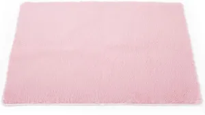 TTLOJ Rectangle Rug for Play Tent, Decorative Area Rug, Fluffy Soft Mat Pad for Kids' Playhouse, Nursery, Children's Room Decor, Dormitory Velvet 50.5" Lx38.5" W Pink