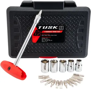 TUSK T-Handle/Driver 19 Piece Tool Kit 8mm 10mm 12mm 14mm Phillips Slotted Hex 2.5 3 4 5 6 T15 T20 T30 T45